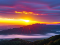 日出风光，用光方案，出风光摄影用光